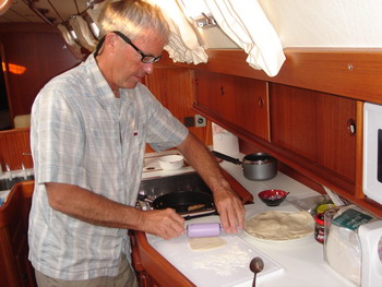 Jim making tortillas